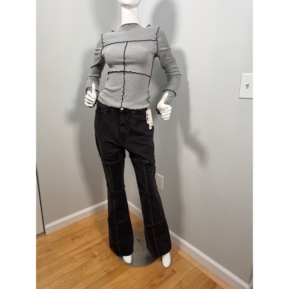 PacSun Eco Black Frayed High Waisted Bootcut Jeans Size 28 - Picture 7 of 16